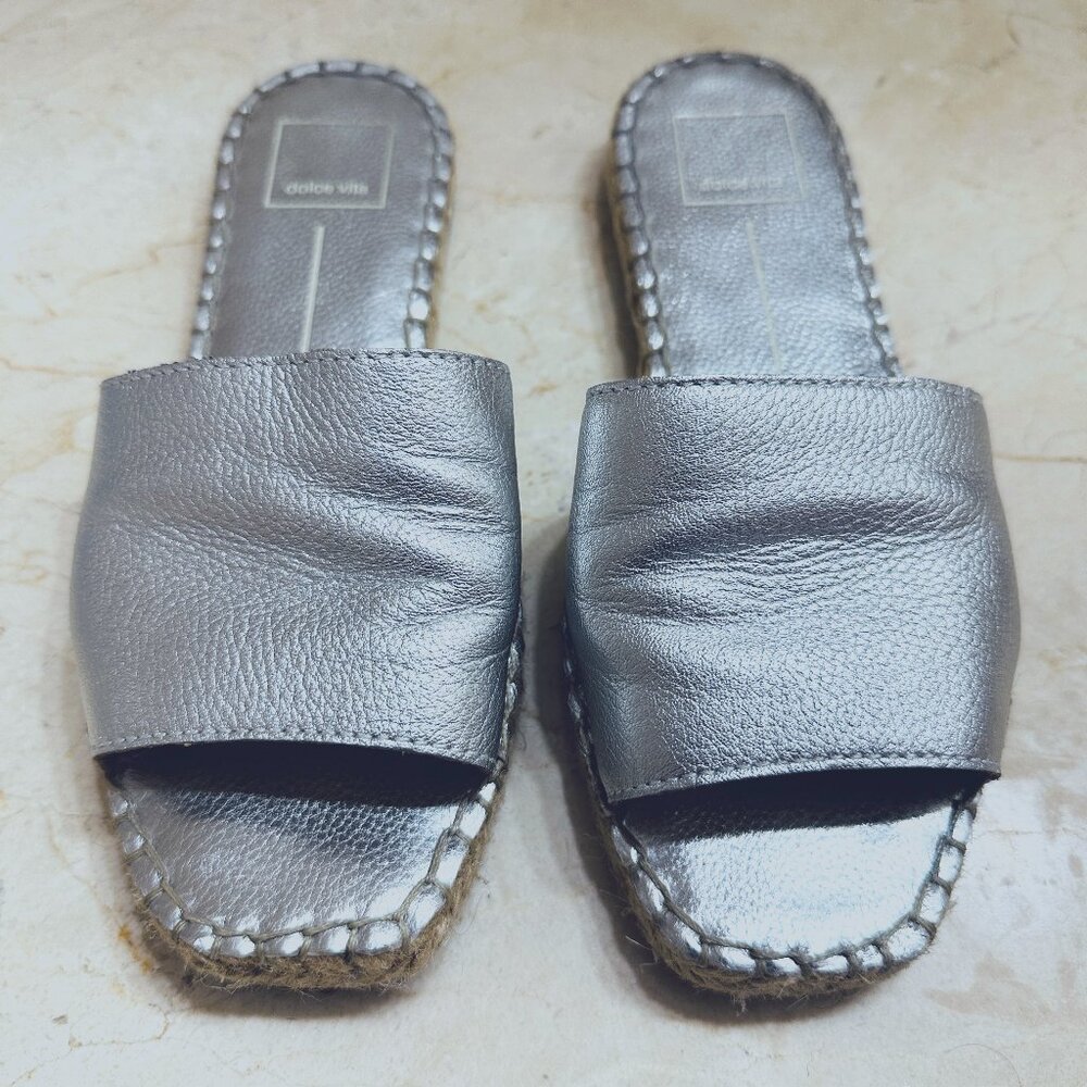 Dolce Vita Women's Silver Sandals Slides, Size 5.5